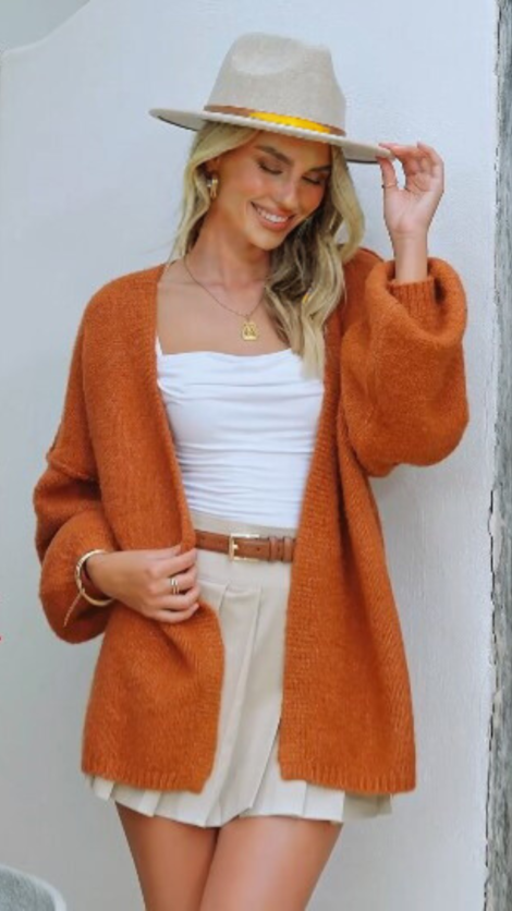 Chunky Knit Cardigan with Front Tie